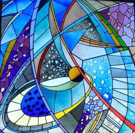 vetrata artistica disegnata da michele cossyro